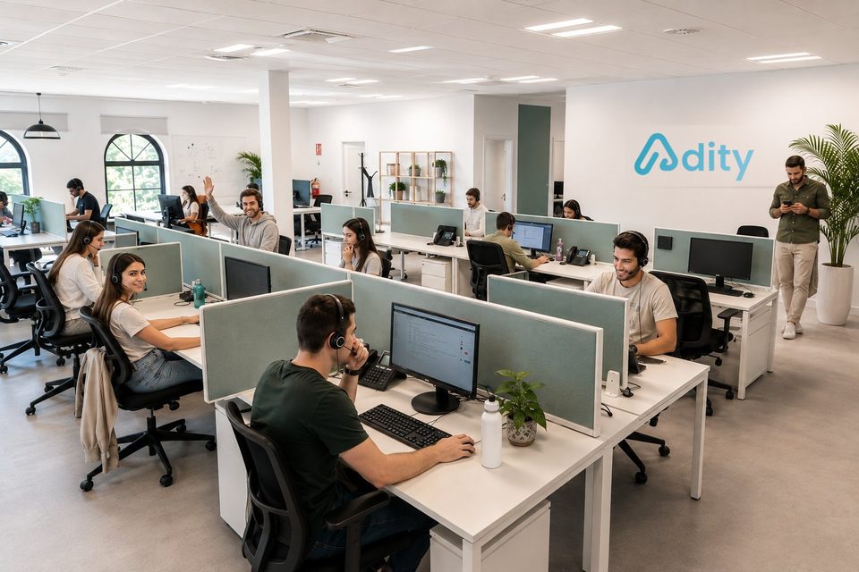 El equipo de Adity atendiendo por teléfono