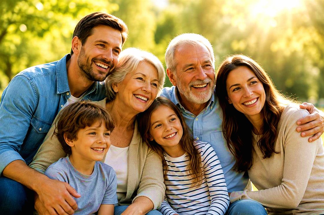 Tres generaciones de una familia, juntas en el parque